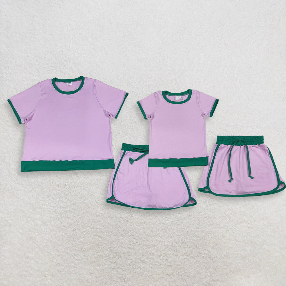 4.13 RTS Sibling Pink green cotton top skirt adult women and girls outfits