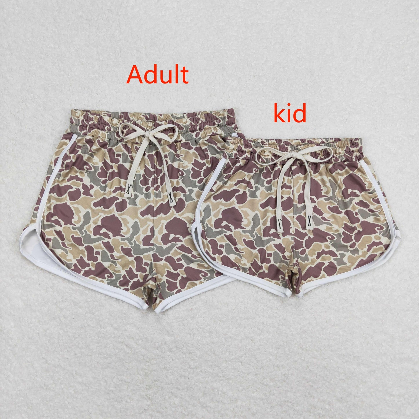 Baby Girls and Adults women brown camouflage sports yoga shorts