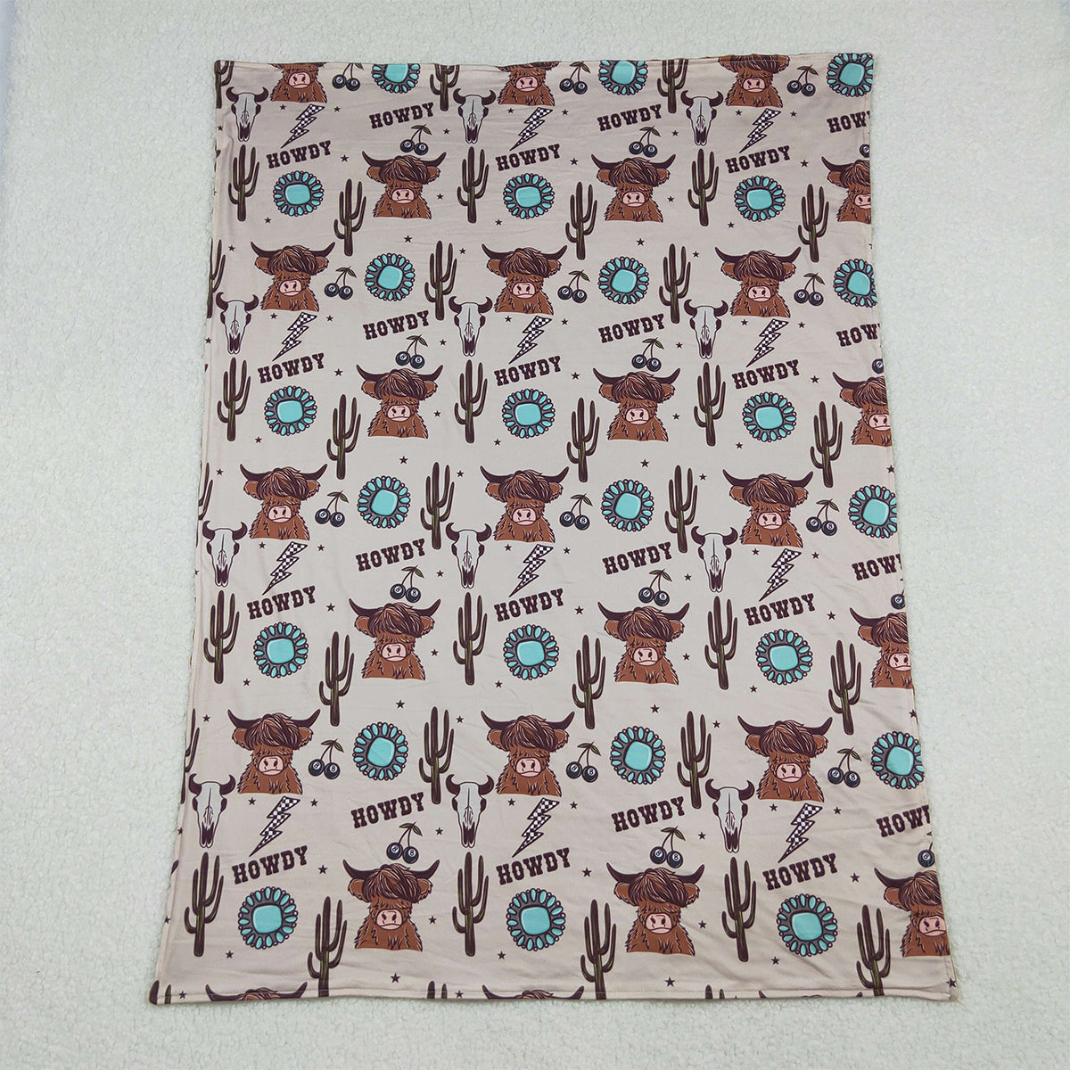 10.14 RTS NO MOQ (In stock)BL0153 Baby Toddler Children Western Highland Cows Howdy Blankets