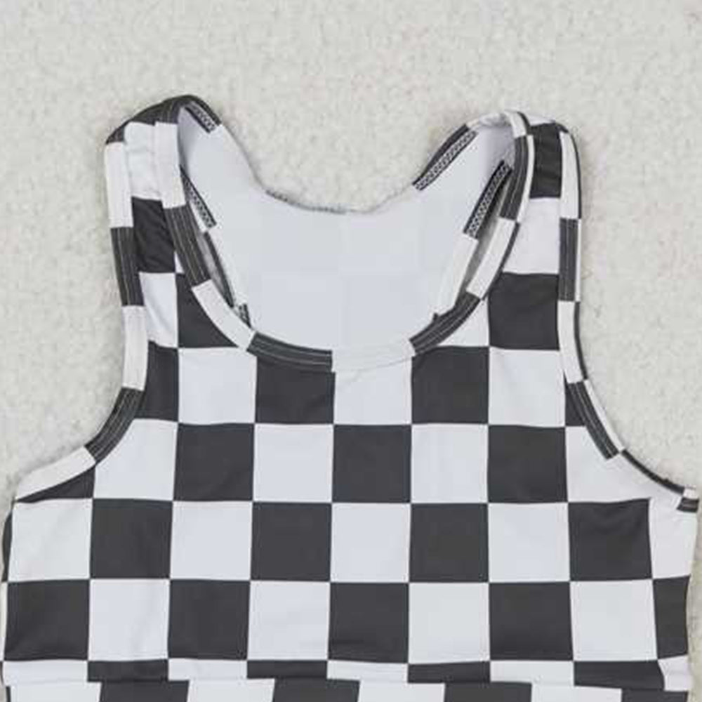 6.03 GT0522 New Rts No Moq 8-9 Days By Air Arrived it Sleeveless black plaid baby girls shirt