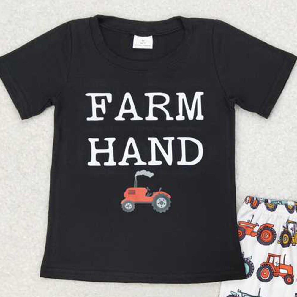 BSSO0942Kids Boys Short Sleeve T-Shirt Farm Tractor Design Casual Comfortable Cotton Clothes for Children