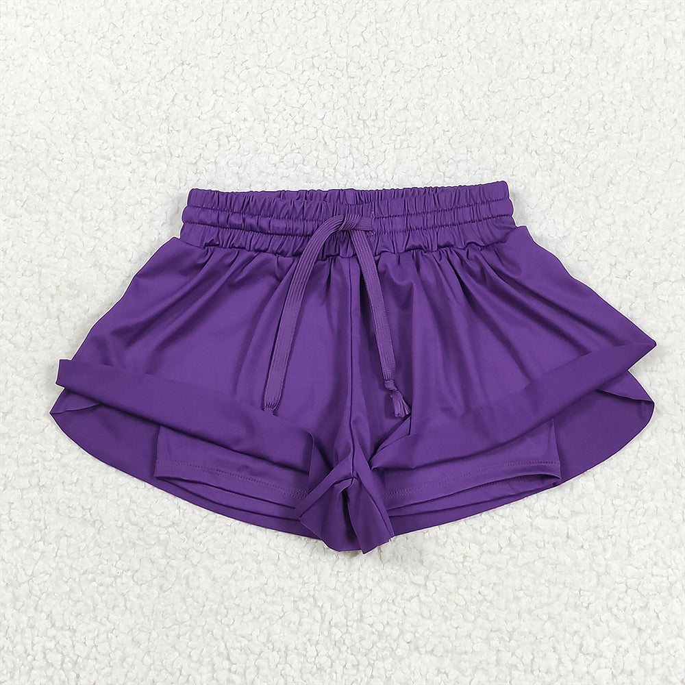 USA Shop (in stock)SS0602 Baby Girls Summer Yoga Shorts Baby Girls Purple Yoga Shorts Bottoms