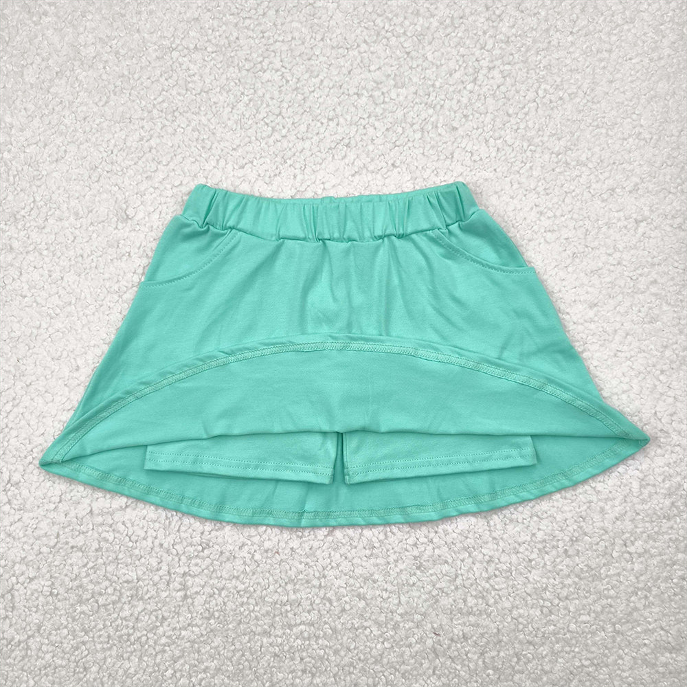 6.18 GLK0069 RTS NO MOQ Baby Girls Skirt Baby Girls Green Pocket Yoga Active Wear Skort