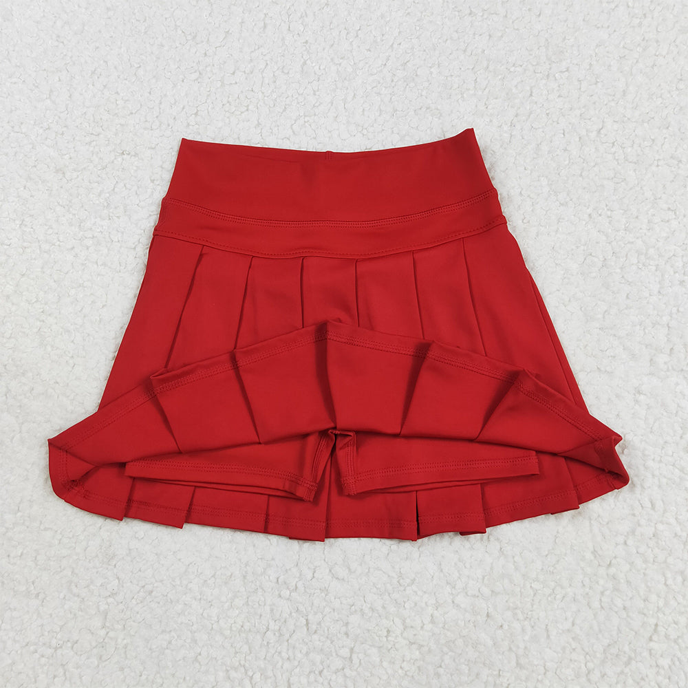8.23 RTS NO MOQ (In stock)GLK0125 Baby Girls Summer Yoga Skirt Baby Girls Red Yoga Skorts Bottom Pleated Skirts
