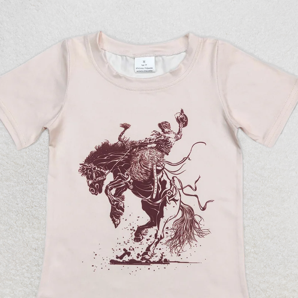 BT0434 RTS NO MOQ Baby Boys Summer Tops Baby Boys Western Rodeo Horse Short Sleeve Shirts Tops