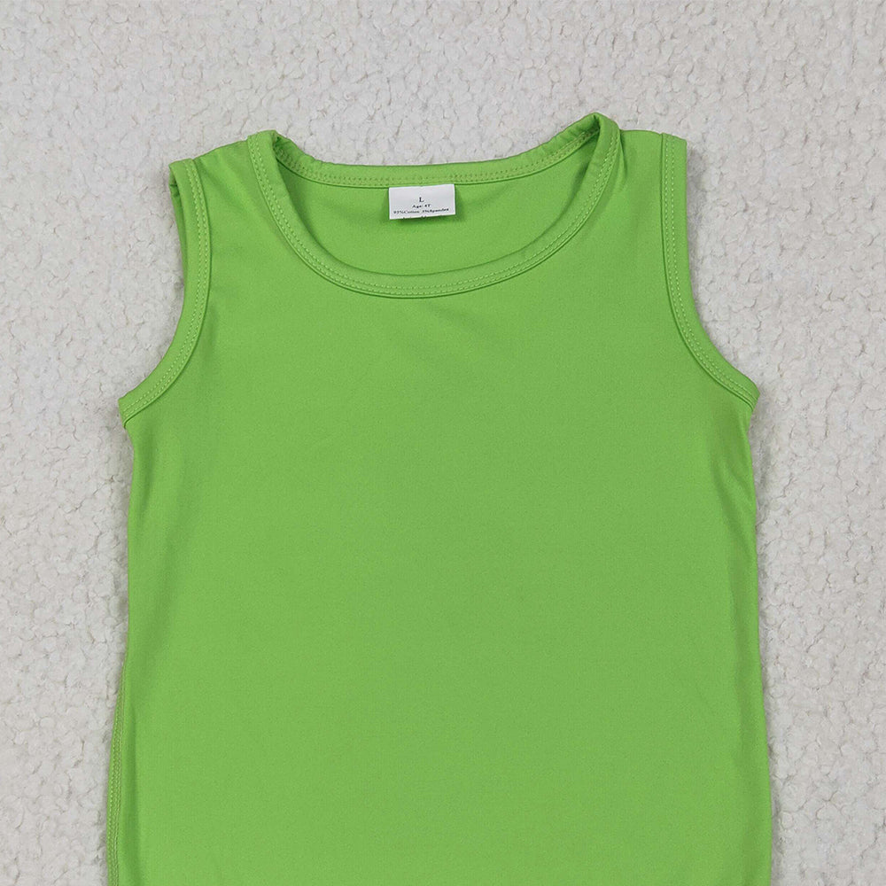 6.25 GT0985 RTS NO MOQ Baby Girls Summer Yoga Tops Baby Girls Green Sleeveless Vests Top