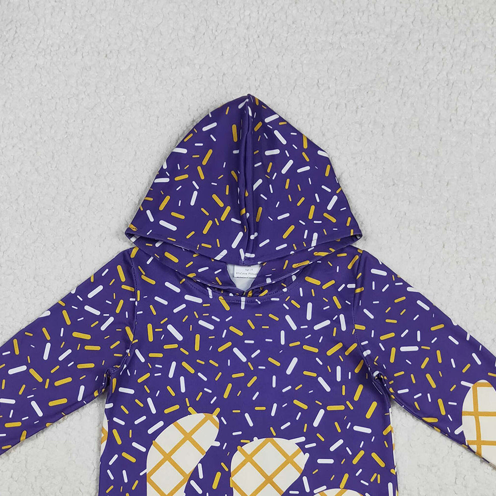 RTS NO MOQ (In stock)BT1276 Baby Boys Long Sleeve Tops Baby Boys Purple Sprinkles Drips Team Hoodies Tops