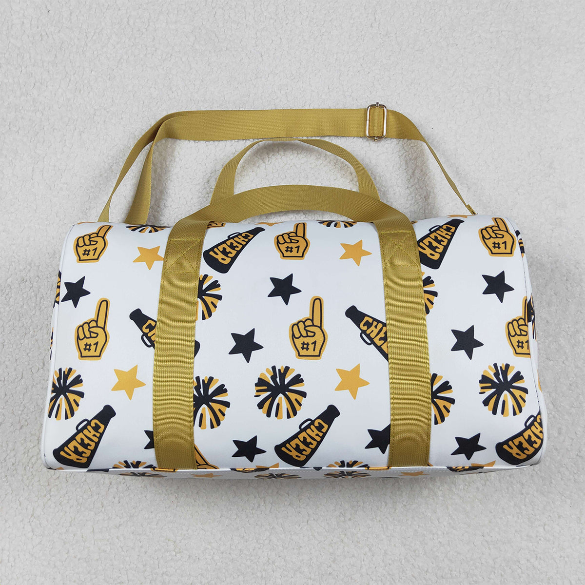10.21 NO MOQ (In stock)BA0370 Adult Team Black Gold Cheer Fireworks Zipper Gym Bags