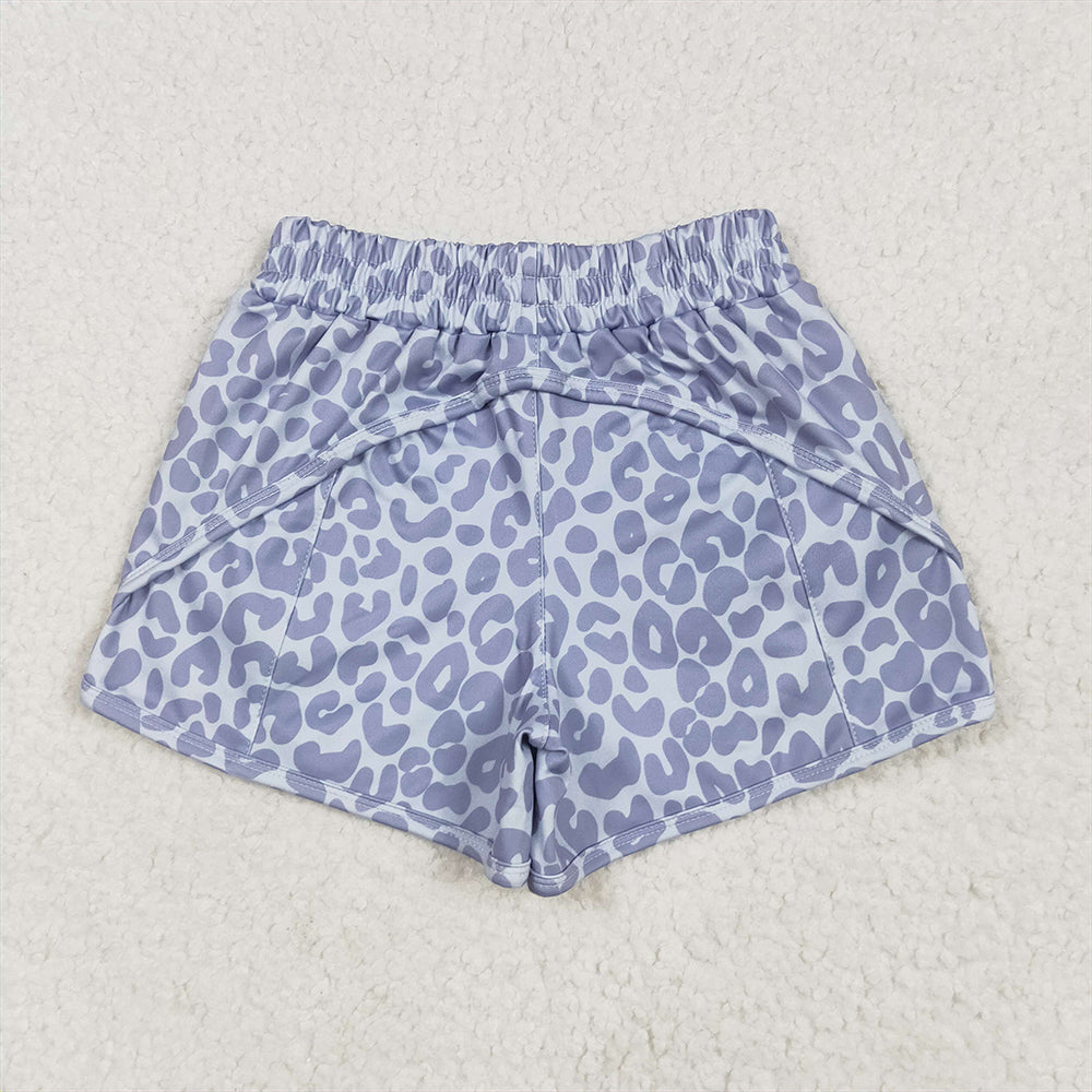 5.01 SS0464RTS NO MOQ Baby Girls Summer Shorts Grey leopard kids girls summer shorts