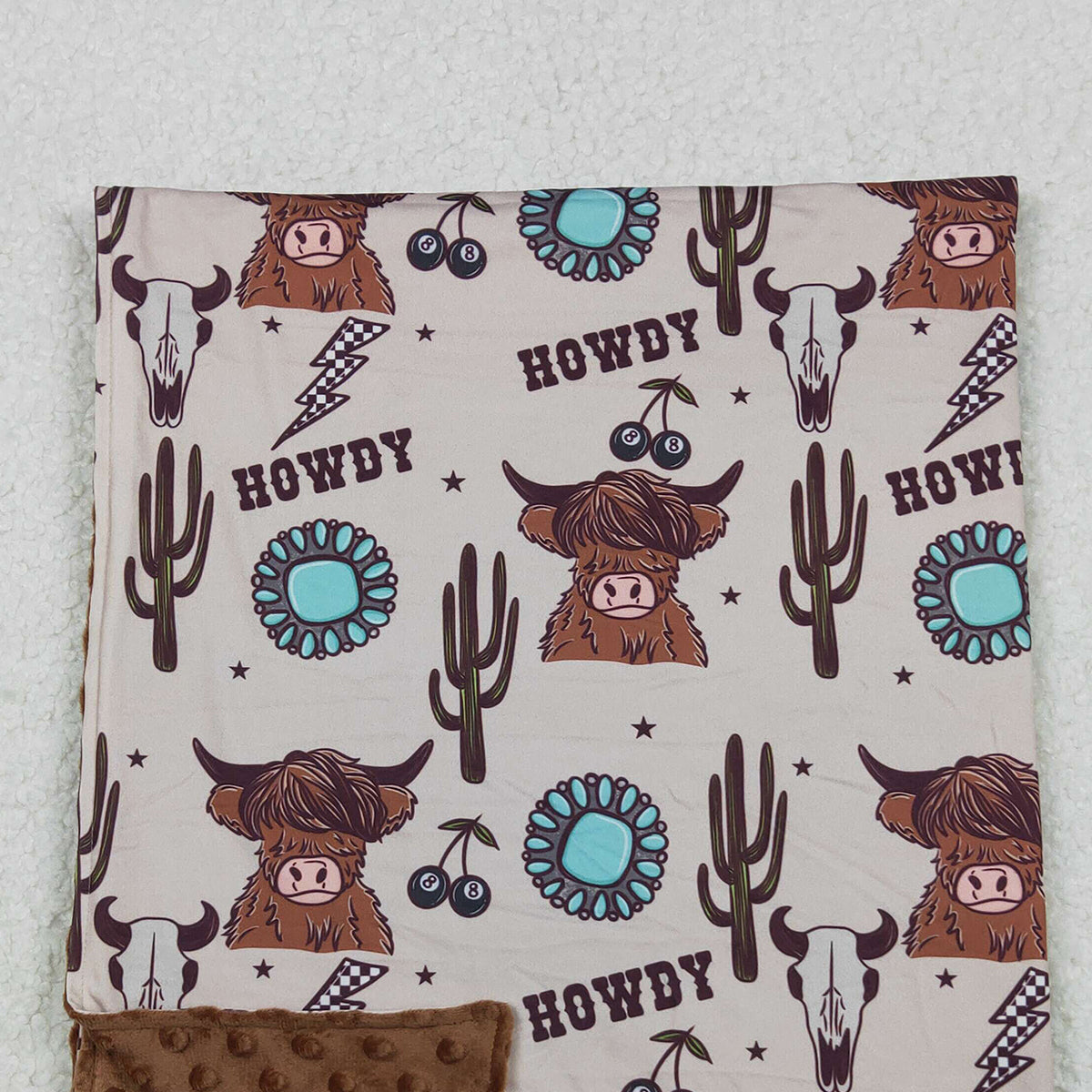 10.14 RTS NO MOQ (In stock)BL0153 Baby Toddler Children Western Highland Cows Howdy Blankets