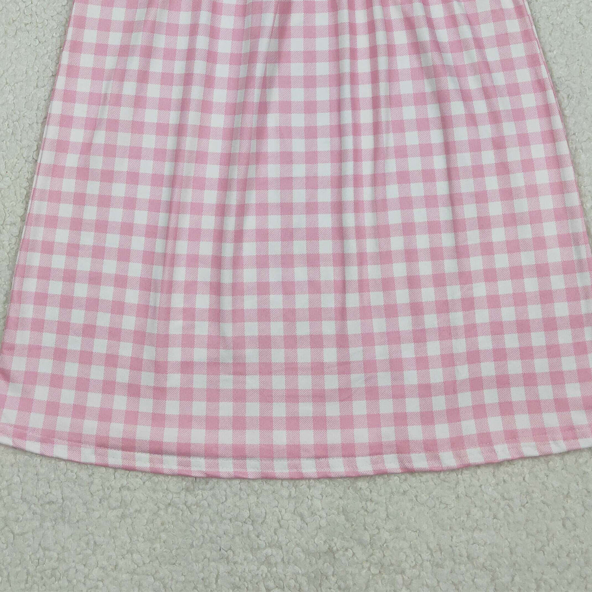 11.5 RTS NO MOQ (In stock)GSD2853 Embroidery Crayfishes Baby Girls Pink Checked Knee Length Dresses