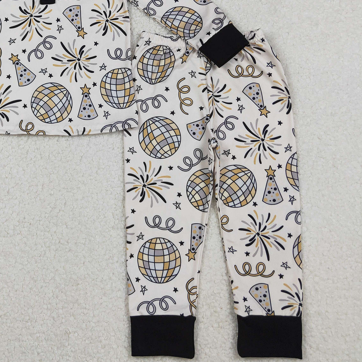 10.17 RTS NO MOQ (In stock)BLP1166 Baby Boys Winter Outfits Baby Boys Happy New Year Button Top Pant Pajamas Sets