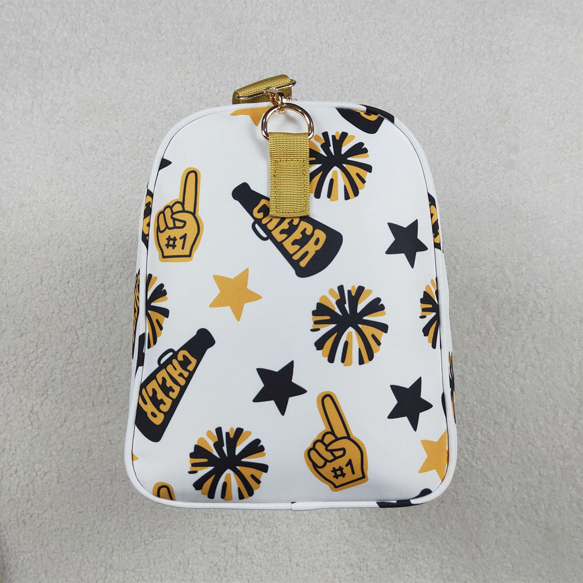 10.21 NO MOQ (In stock)BA0370 Adult Team Black Gold Cheer Fireworks Zipper Gym Bags