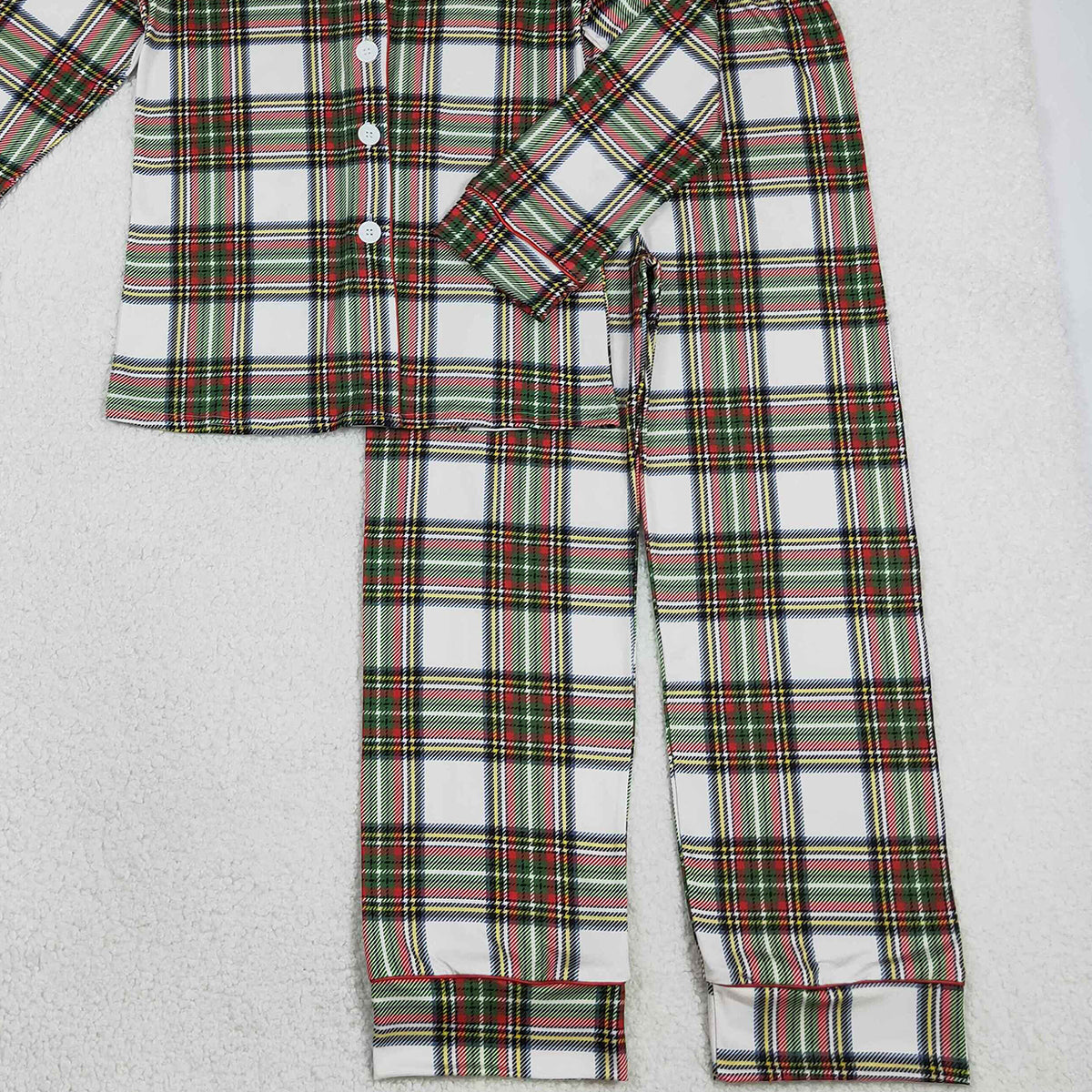 11.7 RTS NO MOQ (In stock)BLP1277 Adult Men Green Red Checked Button Top Pant Christmas Pajamas Sets