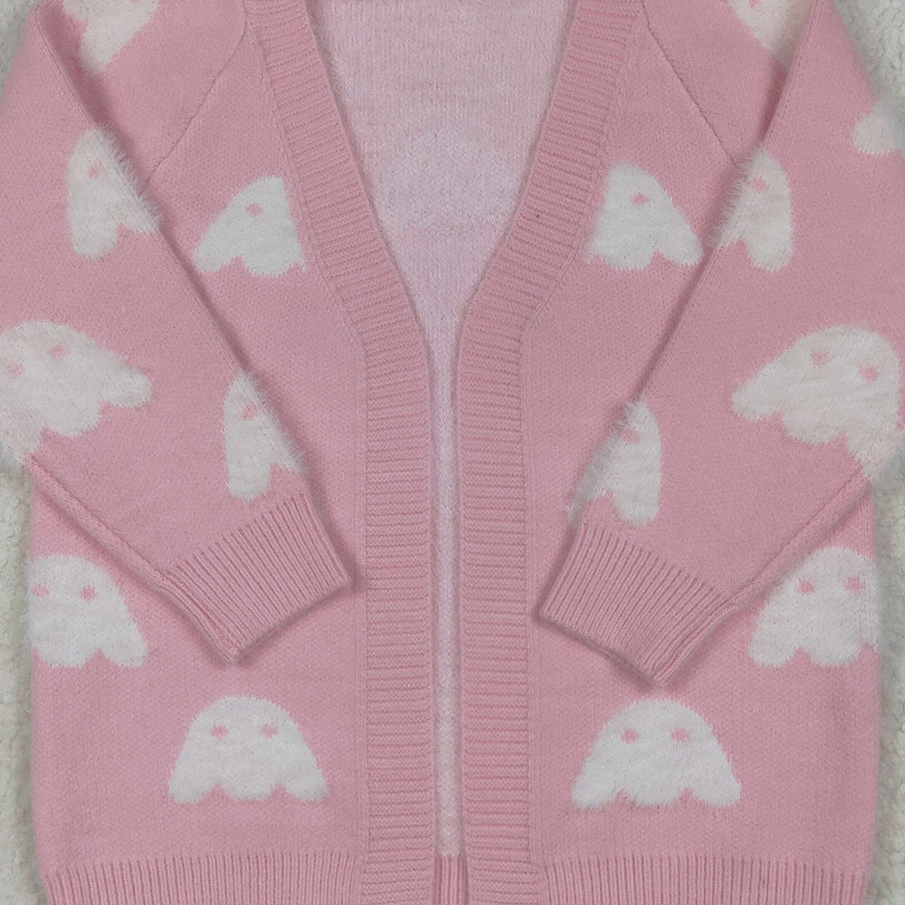 RTS NO MOQ (In stock) GT0650 Baby Girls Fall Pink Ghost Pumpkins Halloween Long Sleeve Sweaters