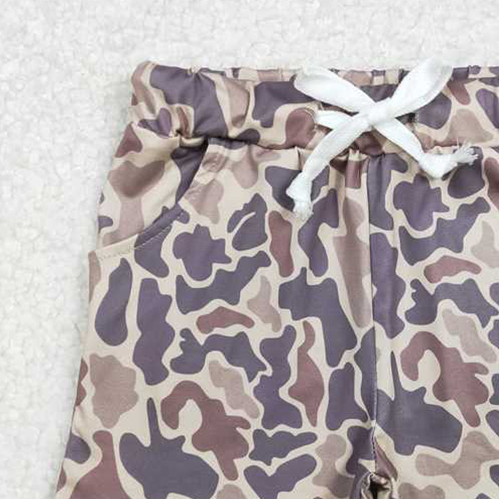 USA Shop (in stock)SS0372Khaki Camouflage Baby Kids Hunting Shorts with Pockets Boys Girls Camo Utility Clothing for Little Shooters