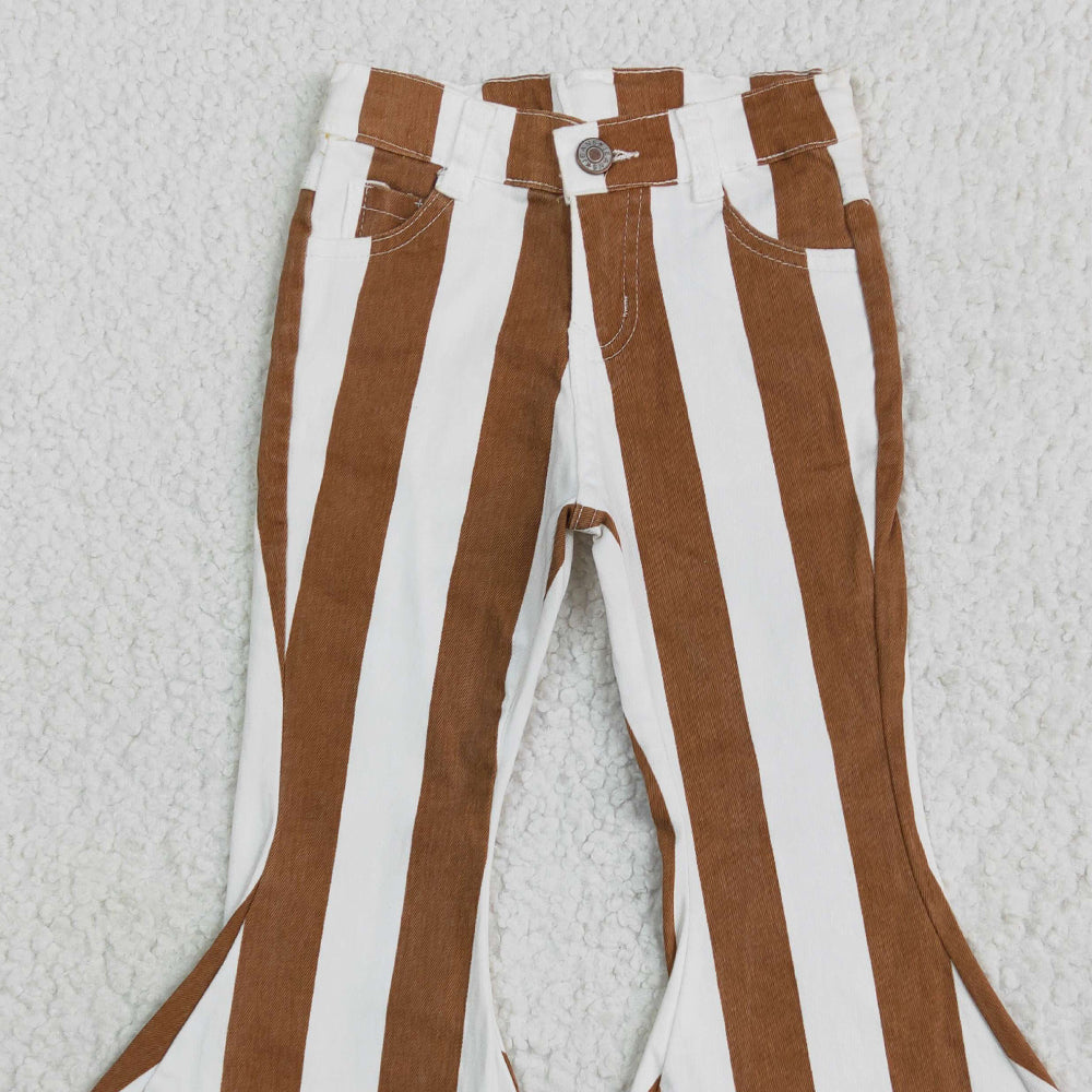 USA Shop (in stock)E5-24 Baby Girls Denim Pants Dark Orange Stripe Bell Jeans Denim Pants