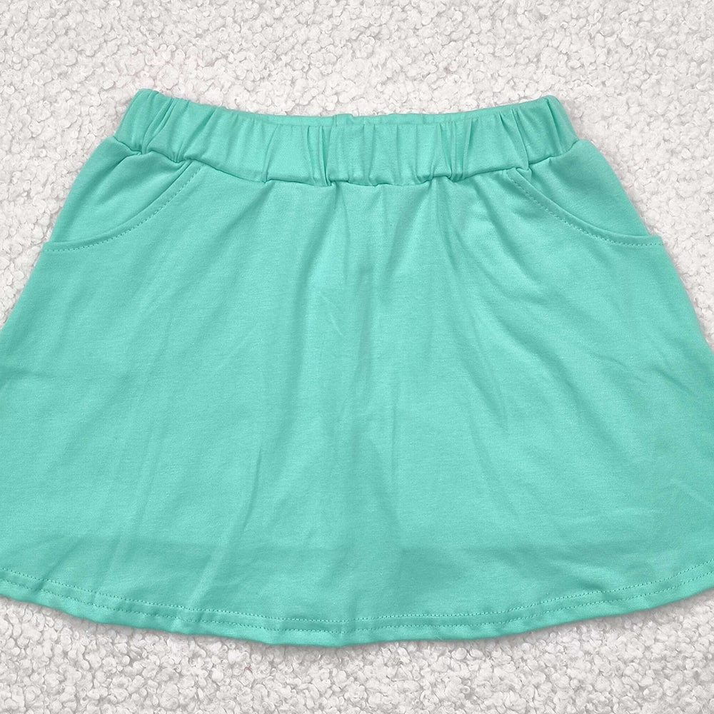 6.18 GLK0069 RTS NO MOQ Baby Girls Skirt Baby Girls Green Pocket Yoga Active Wear Skort