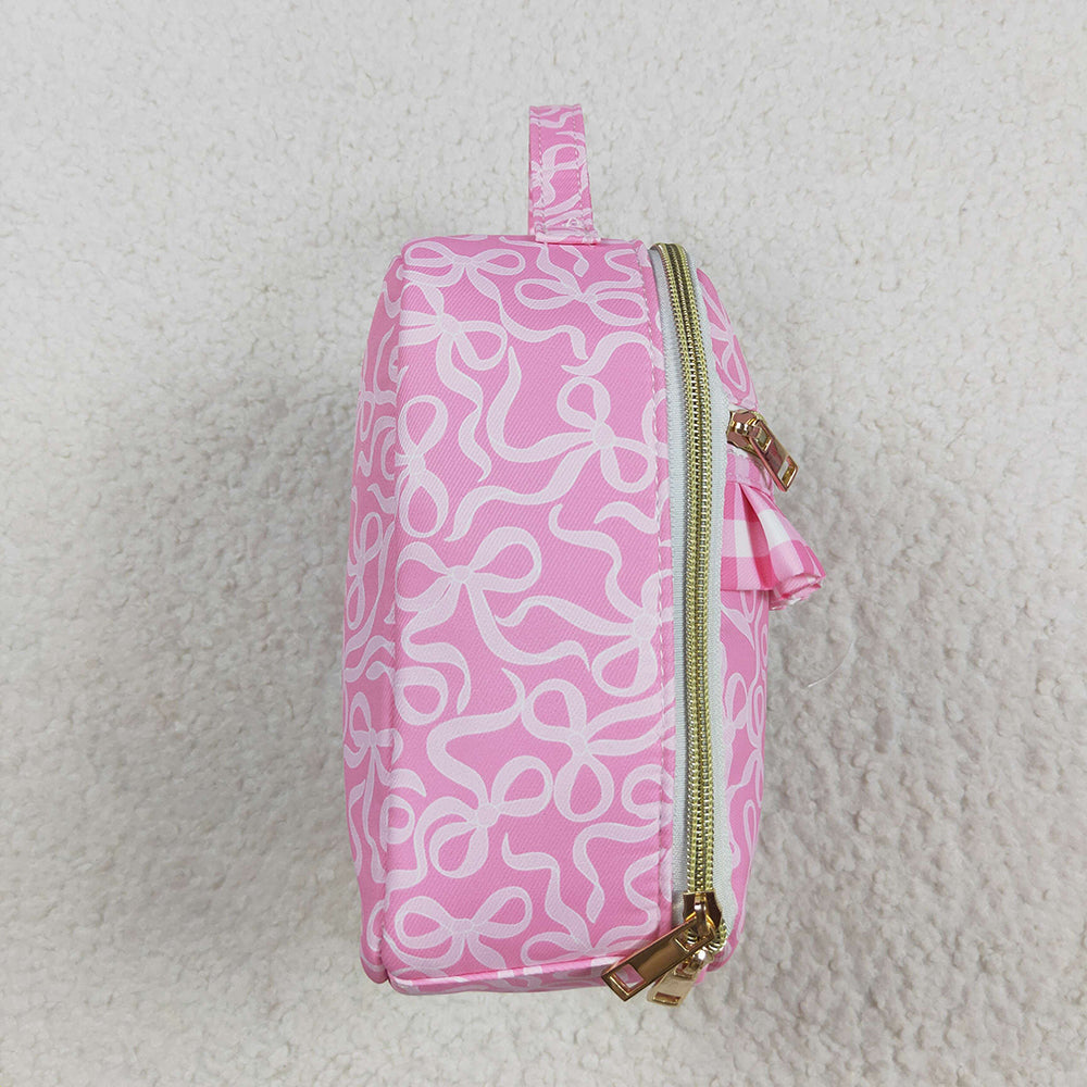 RTS NO MOQ (In stock)BA0310 Baby Bags Baby Girls Pink Bows Plaid Ruffle School Bags Lunch Boxes