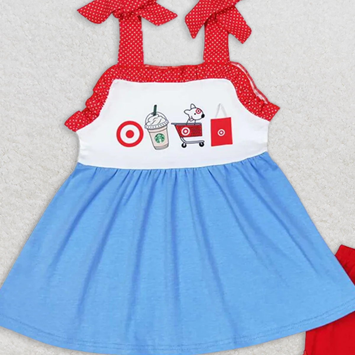 7.19 GSSO1205 RTS NO MOQ Baby Girls Summer Outfits Baby Girls Summer Supermarket Cart Shorts Outfit