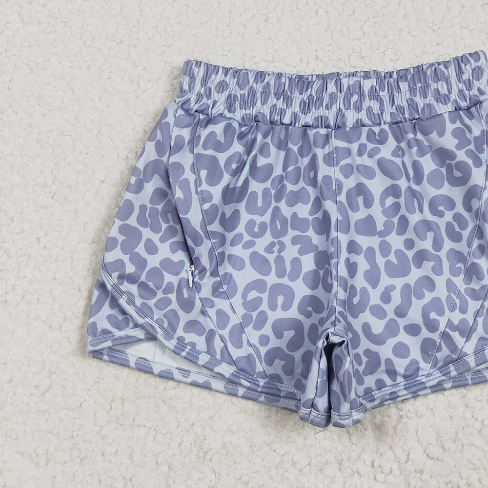 5.01 SS0464RTS NO MOQ Baby Girls Summer Shorts Grey leopard kids girls summer shorts
