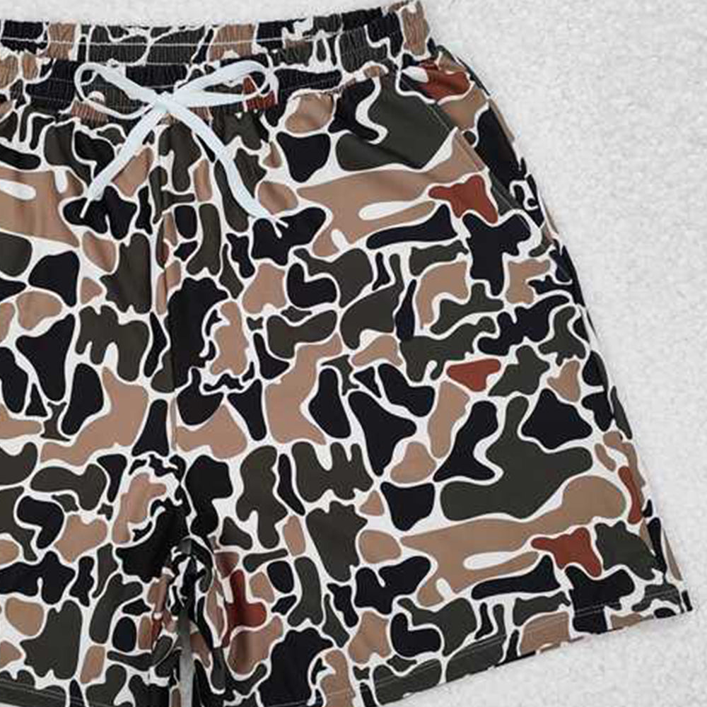 S0478RTS NO MOQ Adult Men's Swimsuits Adult Men's Brown Camouflage Swim Trunks Summer Lightweight Quick Dry Breathable Water Shorts for Beach And Pool
