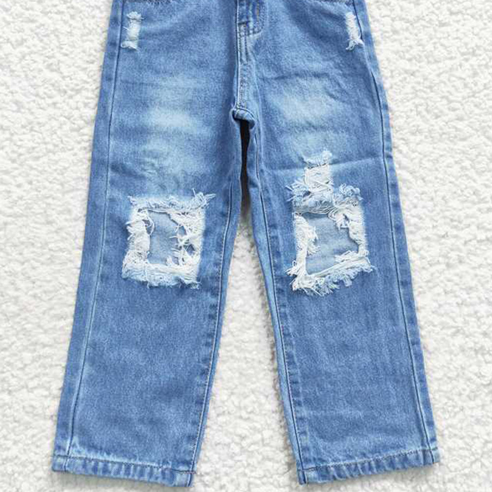 USA Shop (in stock)D4-16 Boy Denim Pants with Hole Trendy Casual Fit Kids Jeans Clothing for Boys