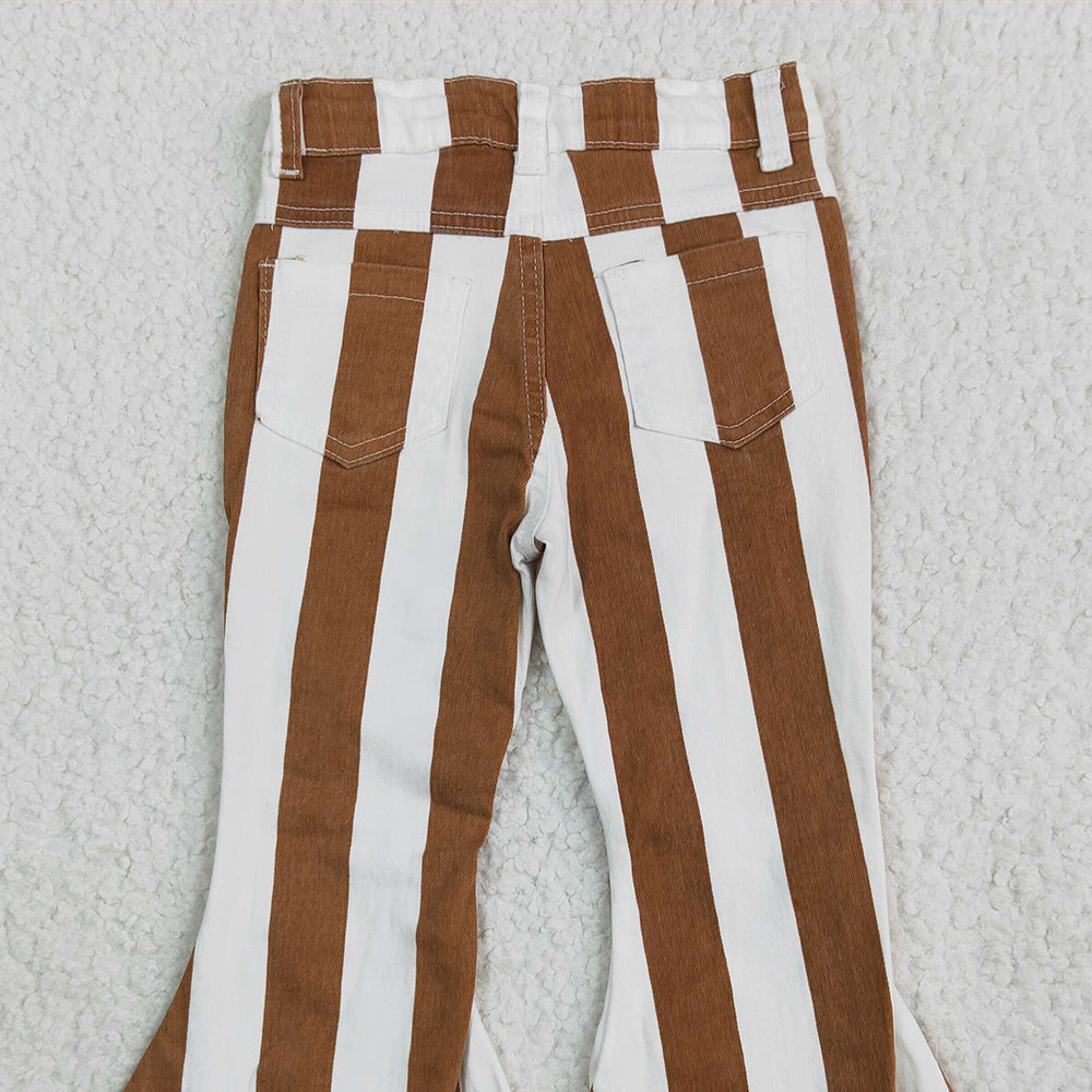 USA Shop (in stock)E5-24 Baby Girls Denim Pants Dark Orange Stripe Bell Jeans Denim Pants
