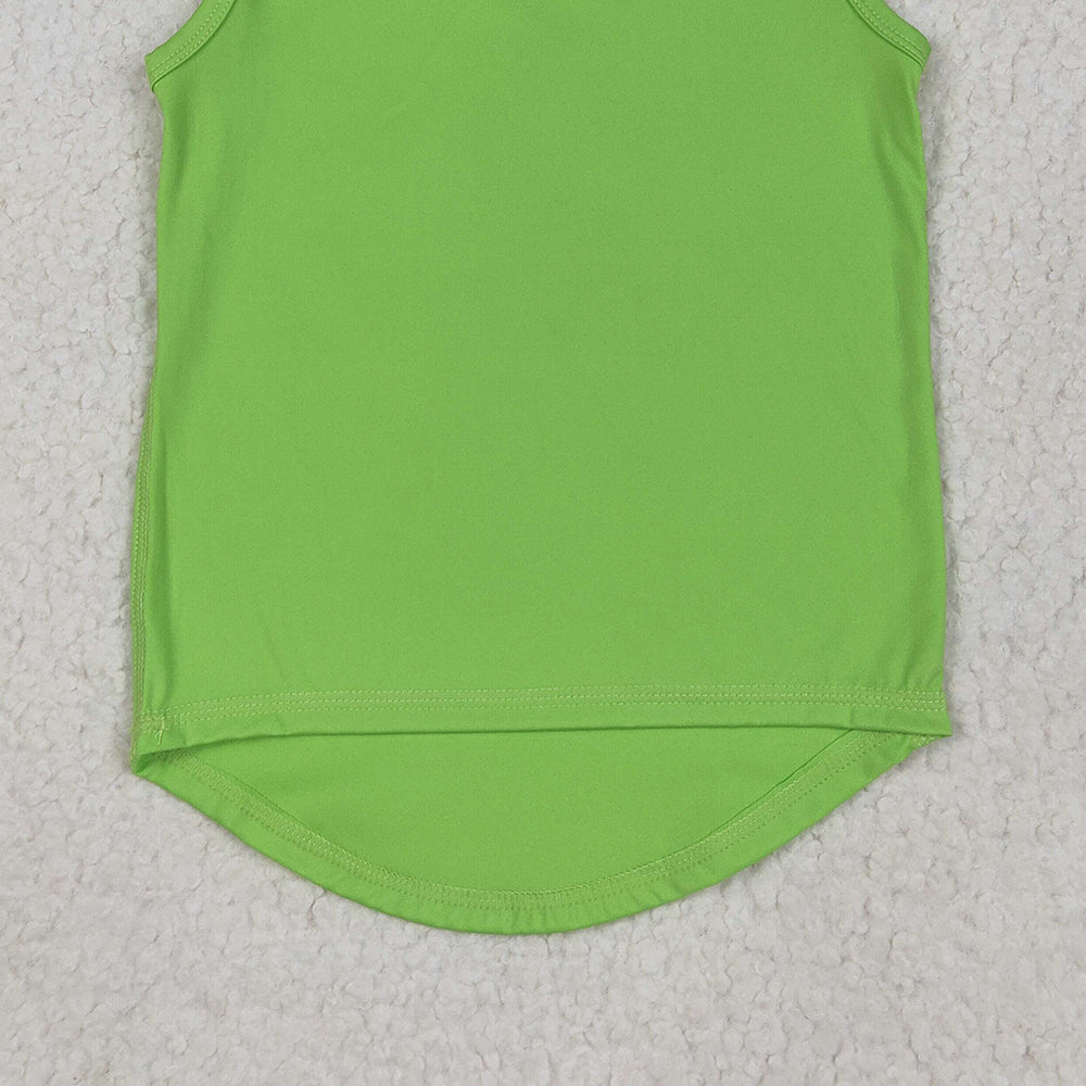 6.25 GT0985 RTS NO MOQ Baby Girls Summer Yoga Tops Baby Girls Green Sleeveless Vests Top