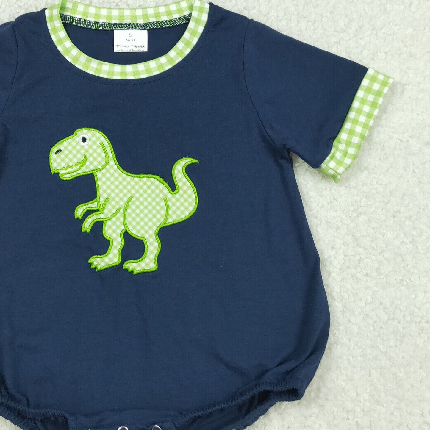 SR4113 RTS NO MOQ (In stock)Short sleeves embroidery baby summer romper