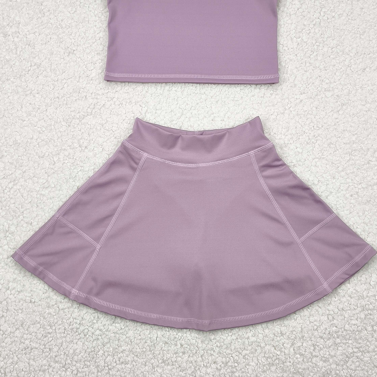 5.01 GSD1980RTS NO MOQ Baby Girls Yoga Outfits Baby Girls Dark Grey Vest Top Sports Skorts Clothes Sets