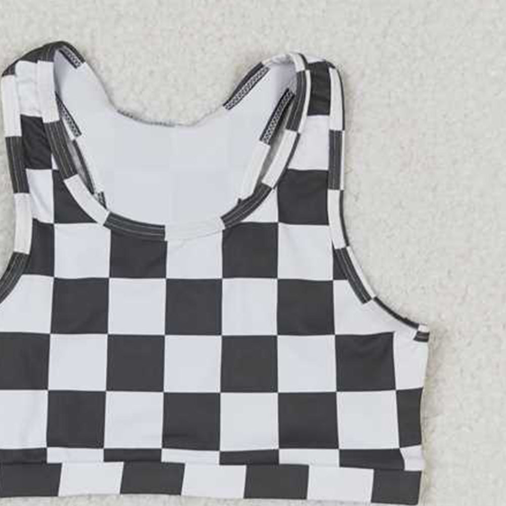 6.03 GT0522 New Rts No Moq 8-9 Days By Air Arrived it Sleeveless black plaid baby girls shirt