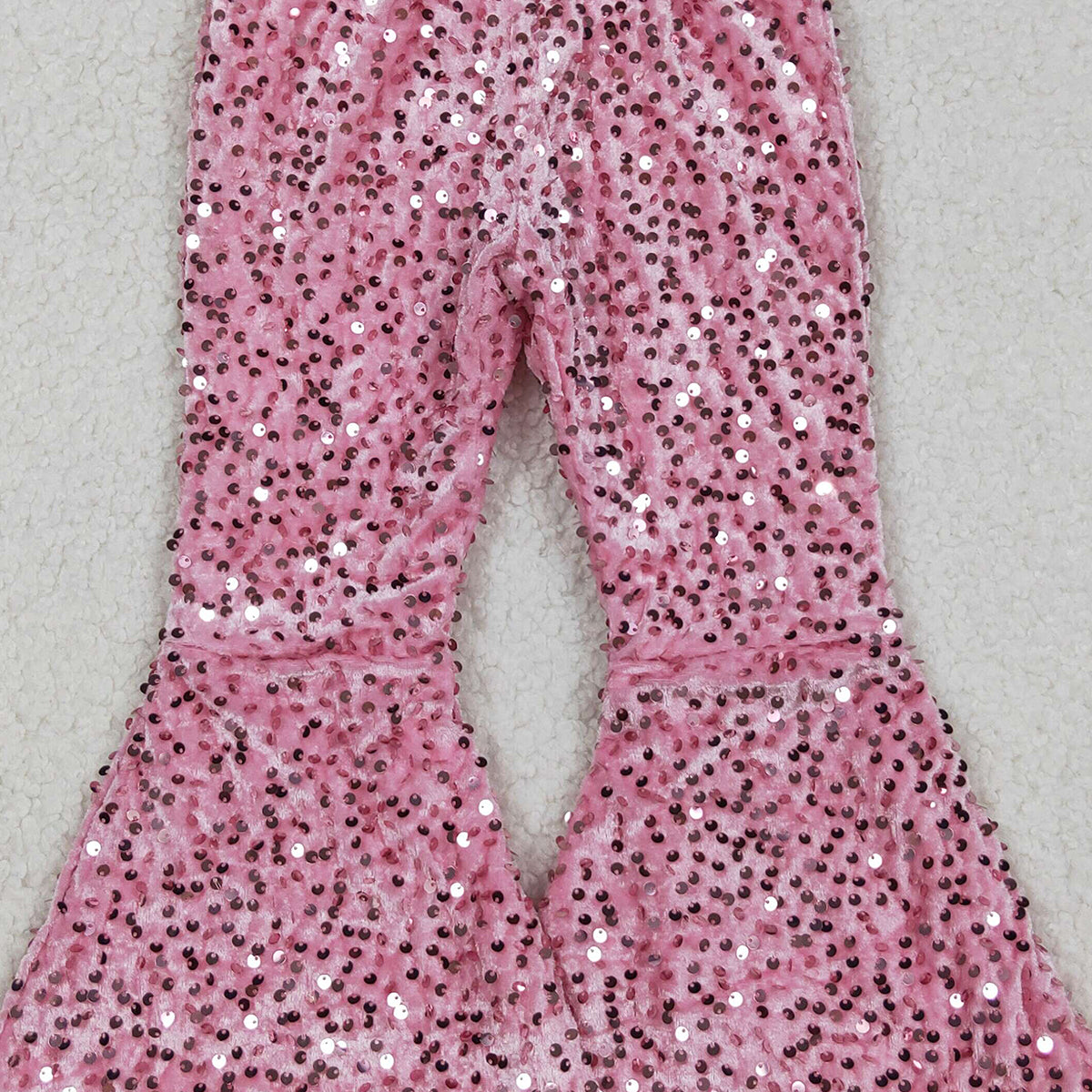 10.20 RTS NO MOQ (In stock)D5-27-2 Girl Light Pink Sequin Bell Bottom Pants