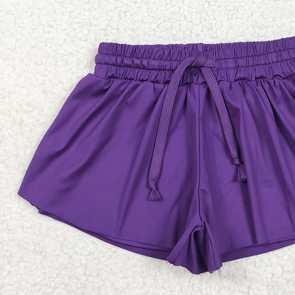 USA Shop (in stock)SS0602 Baby Girls Summer Yoga Shorts Baby Girls Purple Yoga Shorts Bottoms