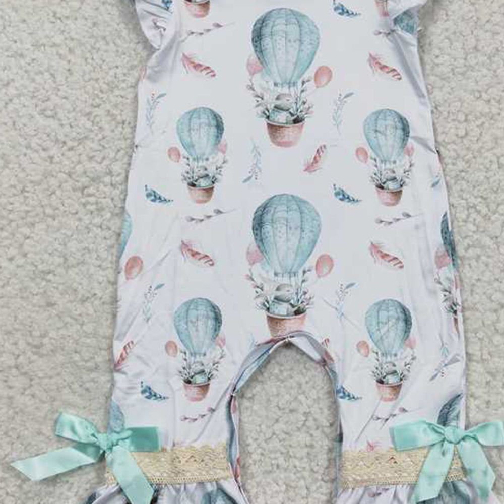 A5-10 RTS NO MOQ Flutter sleeves rabbit balloon baby girls easter romper