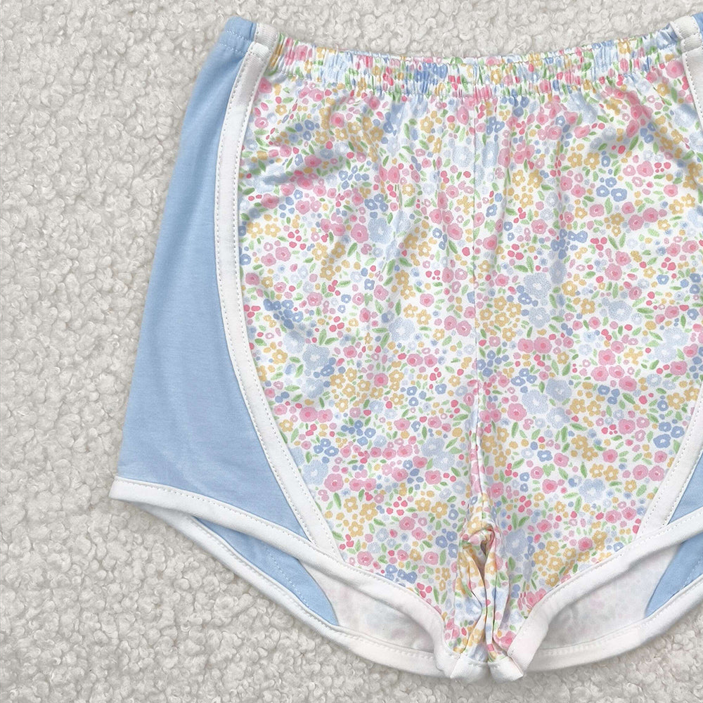 4.15 SS0522 RTS NO MOQ Baby Girls Summer Shorts Light blue floral baby girls summer shorts