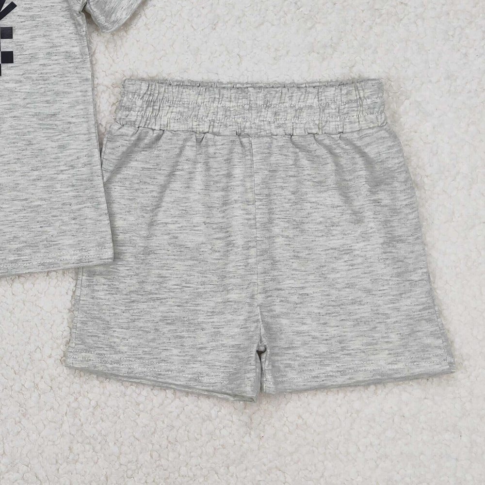 4.22 BSSO1303 RTS NO MOQ Grey short sleeves little man smile kids boys clothes