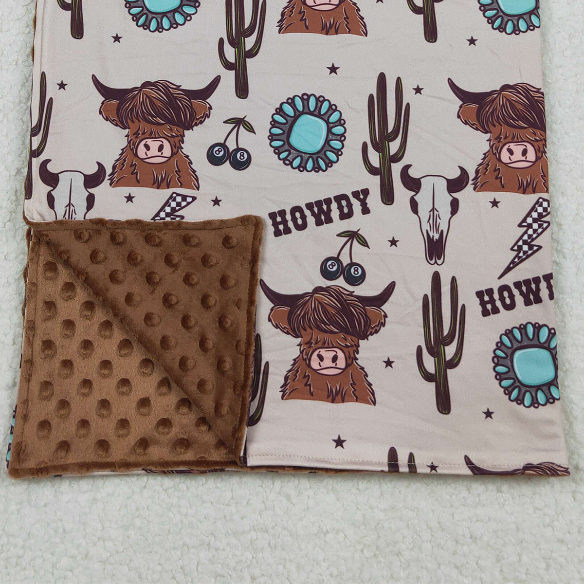 10.14 RTS NO MOQ (In stock)BL0153 Baby Toddler Children Western Highland Cows Howdy Blankets
