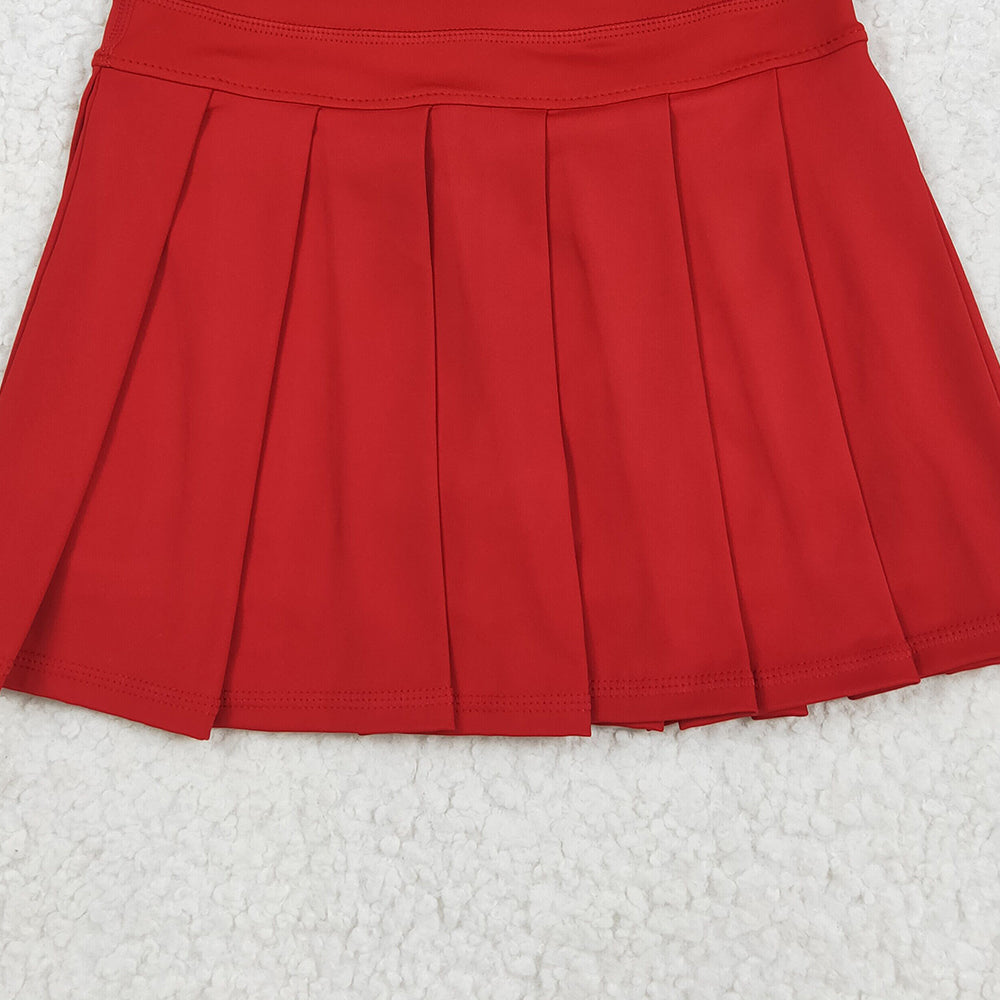 8.23 RTS NO MOQ (In stock)GLK0125 Baby Girls Summer Yoga Skirt Baby Girls Red Yoga Skorts Bottom Pleated Skirts