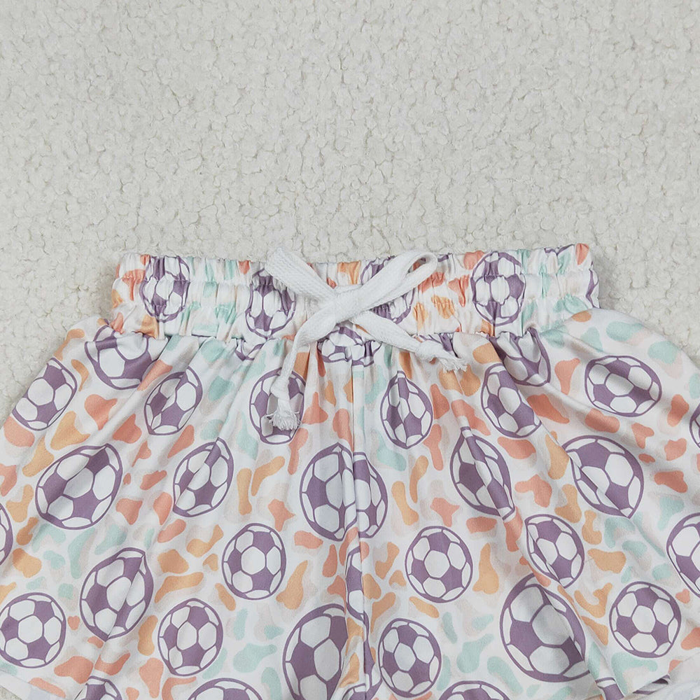SS0582RTS NO MOQ Baby Girls Summer Shorts Colorful leopard soccer baby girls summer shorts