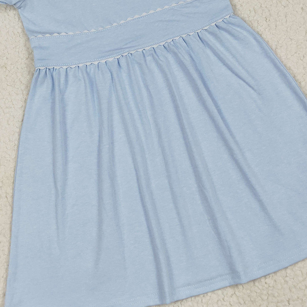 4.26 GSD2316 RTS NO MOQ Baby Girls Summer Dress Light blue white short sleeves kids girls summer dresses