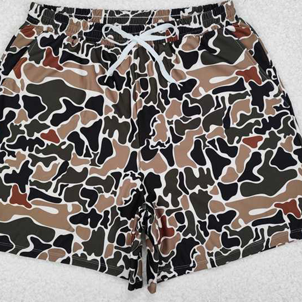 S0478RTS NO MOQ Adult Men's Swimsuits Adult Men's Brown Camouflage Swim Trunks Summer Lightweight Quick Dry Breathable Water Shorts for Beach And Pool