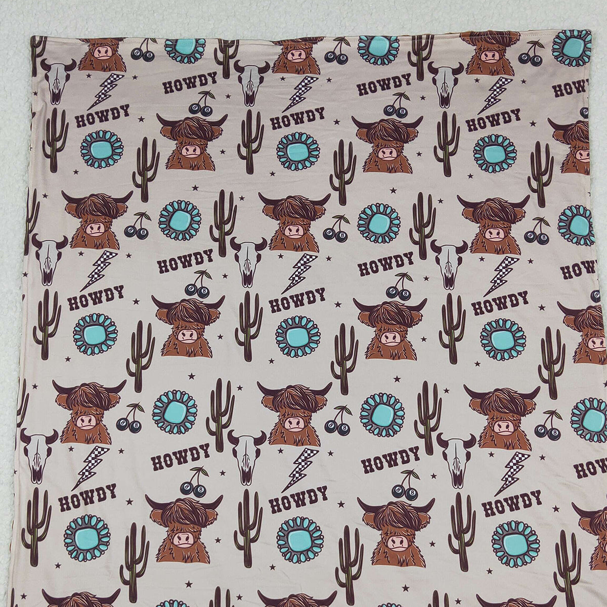 10.14 RTS NO MOQ (In stock)BL0153 Baby Toddler Children Western Highland Cows Howdy Blankets