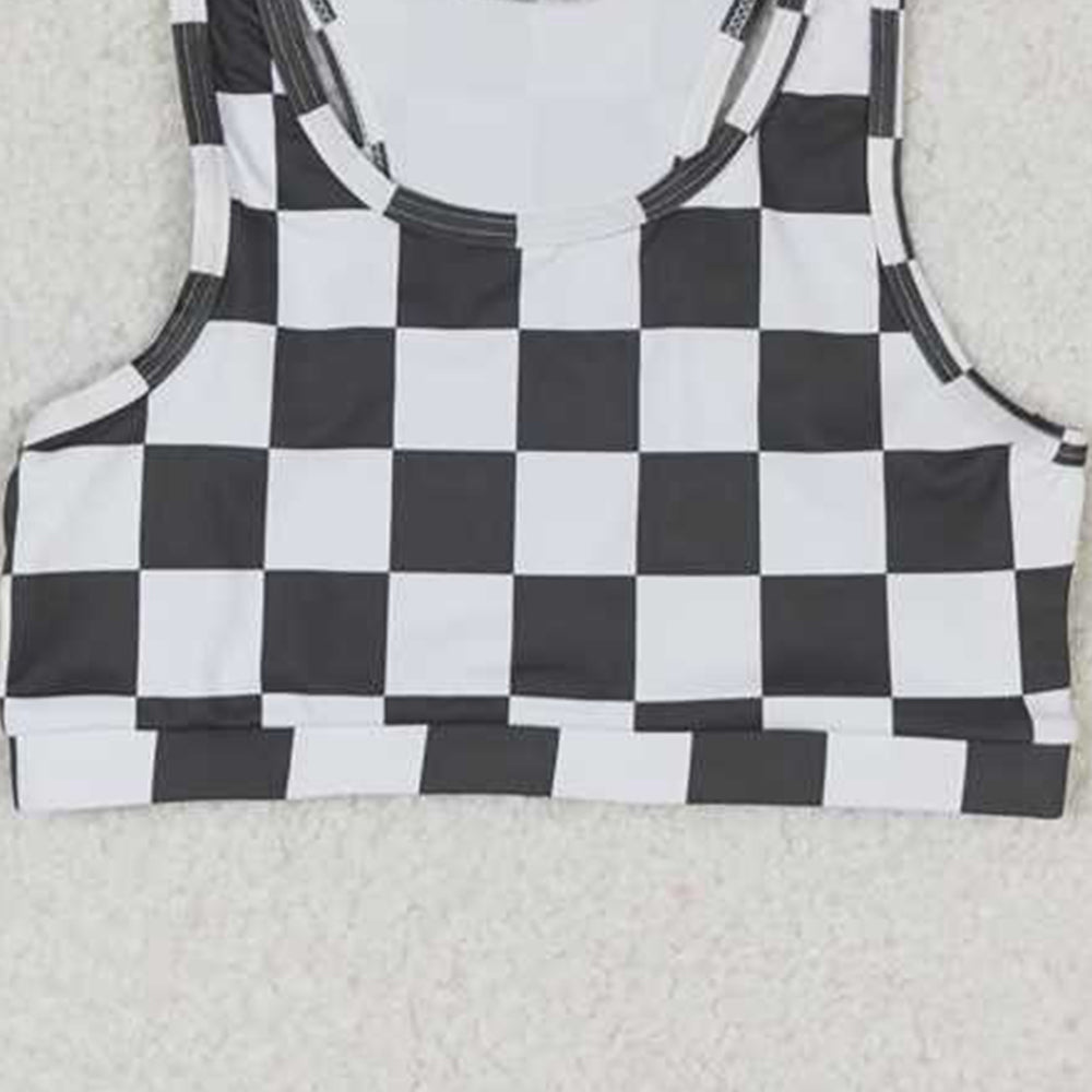 6.03 GT0522 New Rts No Moq 8-9 Days By Air Arrived it Sleeveless black plaid baby girls shirt