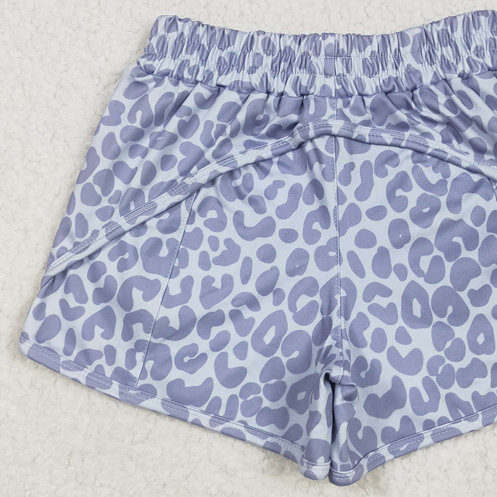 5.01 SS0464RTS NO MOQ Baby Girls Summer Shorts Grey leopard kids girls summer shorts