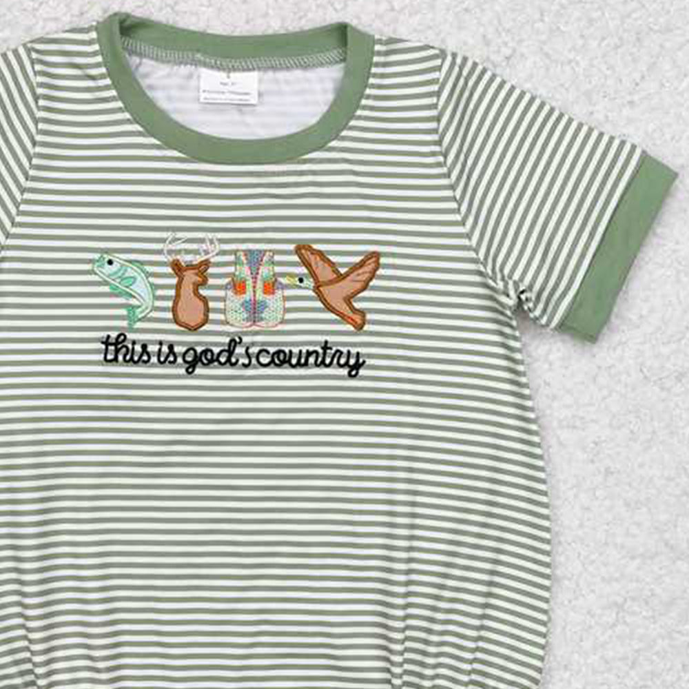 USA Shop (in stock)SR2263 This is god's country fish deer duck baby boy romper