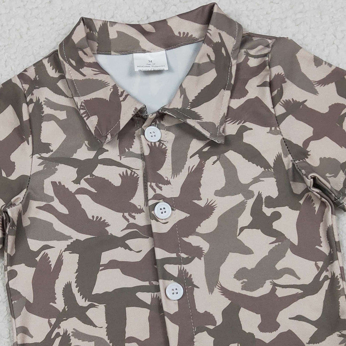1.19 RTS NO MOQ (In stock)BT1562 Baby Boys Southern Ducks Camo Hunting Button Shirts Top