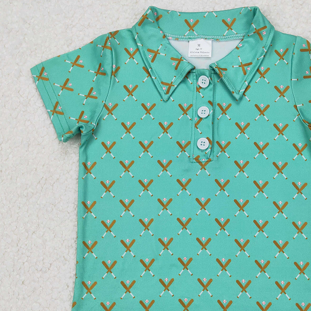 BT1119 RTS NO MOQ Green short sleeves baseball kids boys polo shirt