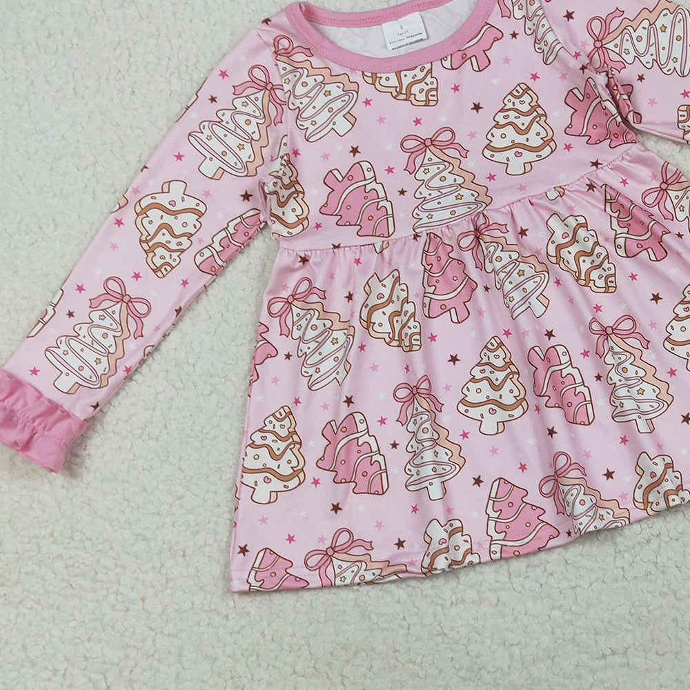 8.21 RTS NO MOQ (In stock)GLP2471 Baby Girls Winter Outfits Baby Girls Pink Christmas Trees Bows Tunic Legging Pant Clothes Set