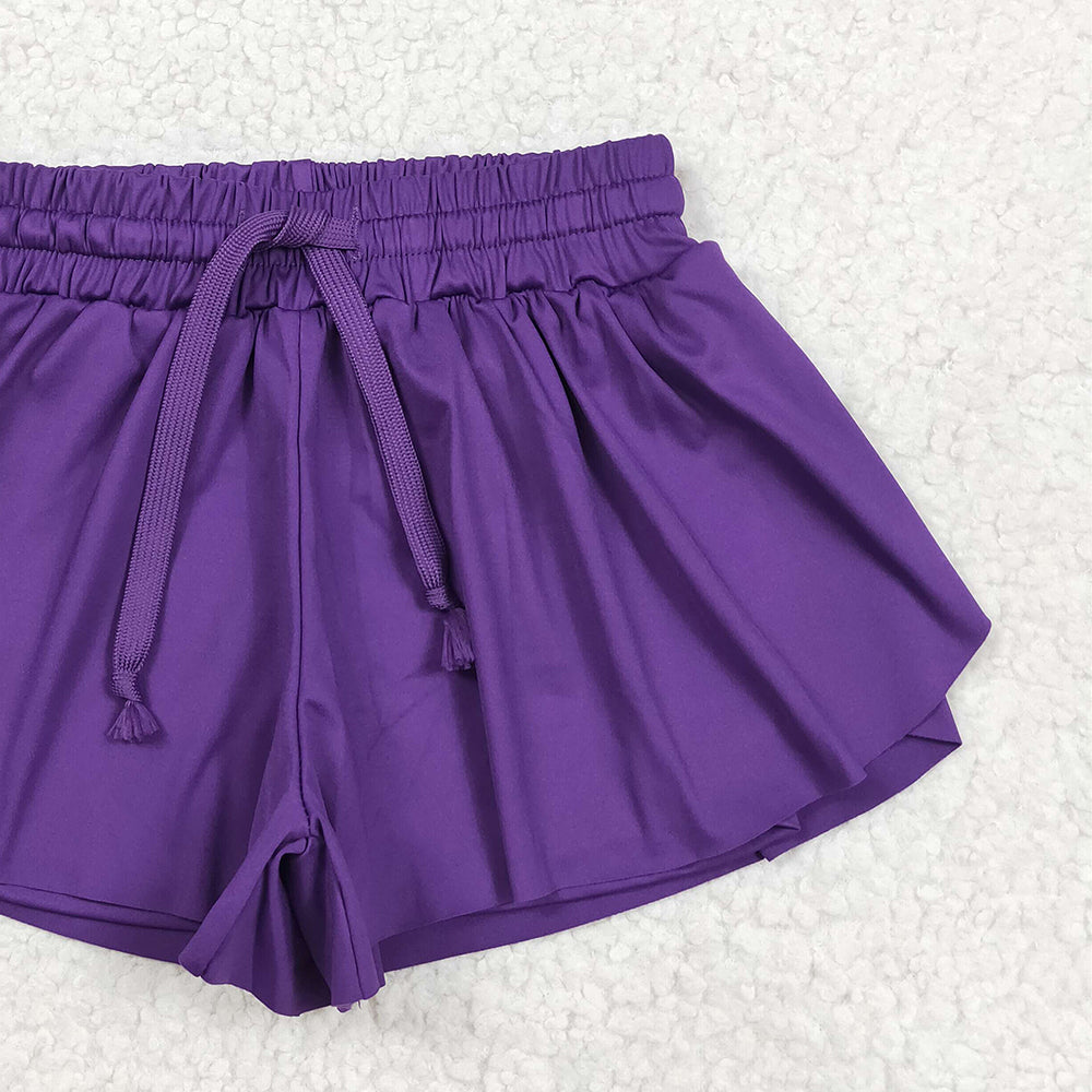 USA Shop (in stock)SS0602 Baby Girls Summer Yoga Shorts Baby Girls Purple Yoga Shorts Bottoms